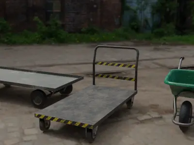 trolley asset pack Low-poly 3D model