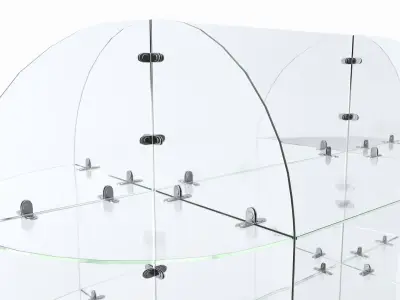 Store oval glass double sided display shelf 3D model