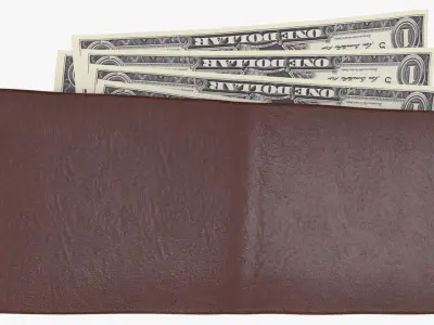 United States 1 Dollars Wallet Money Purse 3D model