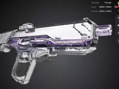 White Futuristic Gun 3D model