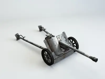 Low Poly 5 cm Panzerabwehrkanone 38 Anti Tank Gun Low-poly 3D model