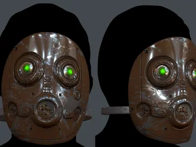 Gas mask helmet 3d model scifi Low-poly  Low-poly 3D model 37