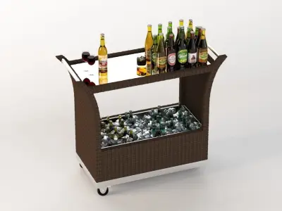 Outdoor Wicker Beverage Carts The Urban Backyard 3D model