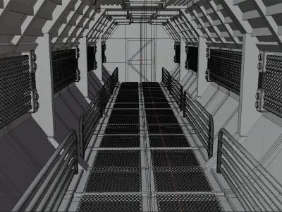 Sci fi corridor Free 3D model 2