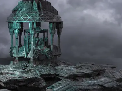 Elven Sci Fi city Courtyard Tall 3D model