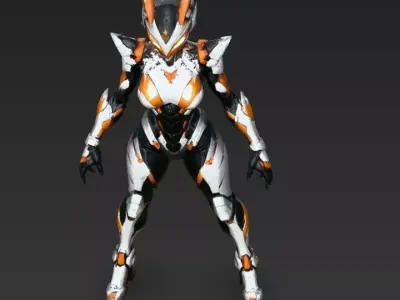 Female Fox Robot 3D model