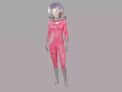 Scifi  Astronaut Girl rigged Animated Game-ready Low-poly 3D model