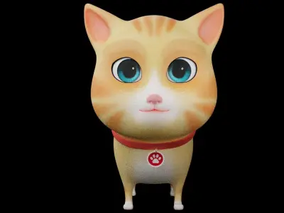 Cartoon Cat fully Rigged Low-poly 3D model