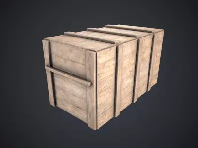 Wooden box container ammo Low-poly 3D model