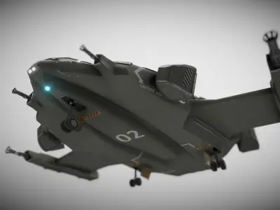Sci-fi Futuristic Heavy Assault Fighter Low-poly 3D model