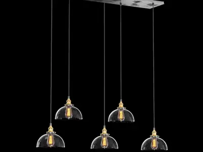 FACTORY FILAMENT CLEAR GLASS DOME RECTANGULAR PENDANT 3D model