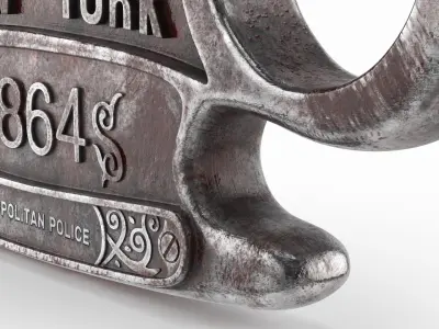 Old Vintage New York 1864 Steel Knuckle with Blood 3D model