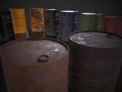 Metal barrels Low-poly 3D model purchase