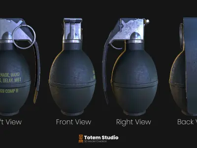 M61 Frag Grenade Low-poly 3D model