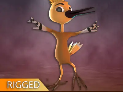 Stylized Hoopoe Rigged Low-poly 3D model