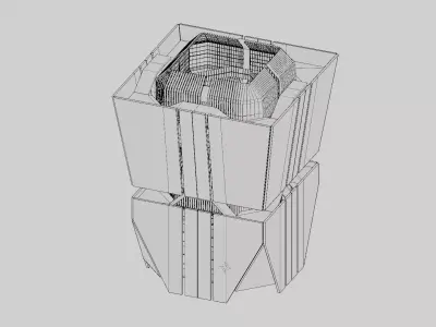 Brutalist Industrial Building 17 Low-poly 3D model