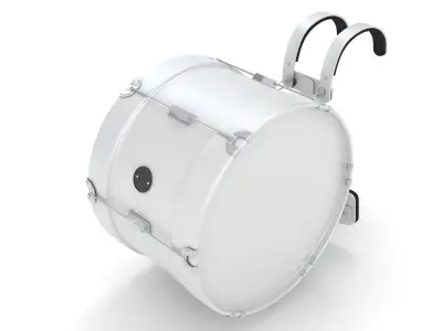 Marching bass drum with carrier pure white 3D model purchase