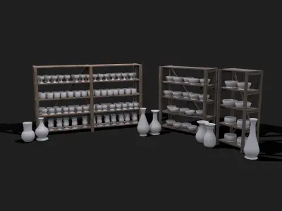 Pottery and Shelves Collection 3D Model Pack