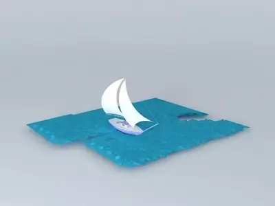 Sailboat floating in ocean Free 3D model