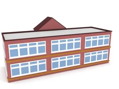 3D Low Poly School Building Low-poly 3D model