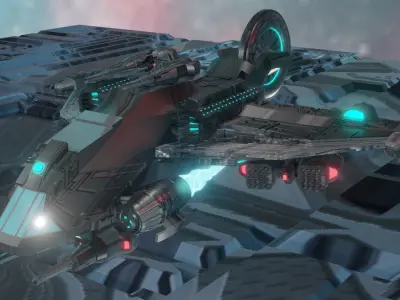 Medium poly 3D SCI-FI Spaceship Low-poly 3D model