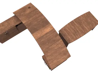 L-shaped wooden office desk Low-poly 3D model