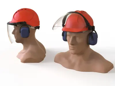 Safety helmet with protective shield 3D model