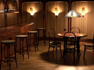 Art-deco bentwood bar  furniture 3D model