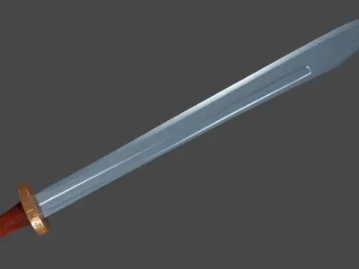Grossmesser sword with Spatha handle Low-poly 3D model