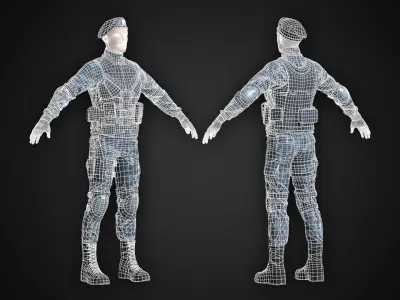 Military Spy Winter Skin Low-poly 3D model