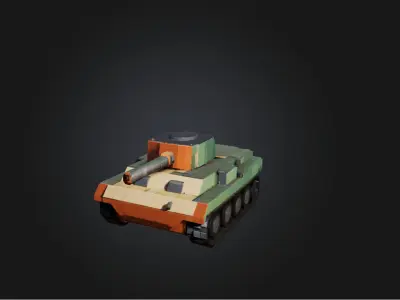 Blocky Tank   Low-poly 3D model