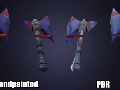 Stylized Handpainted PBR Axes Free low-poly 3D model
