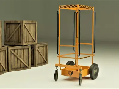 Industrial Mini Cart Low-poly 3D model
