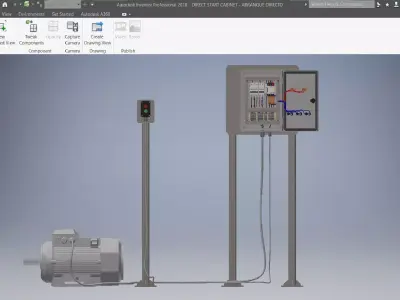 Three-phase motor control electrical panel 3D model
