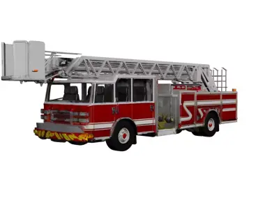 Modern Ladder Fire Truck 3D Model Aerial Rescue Emergency  3D model
