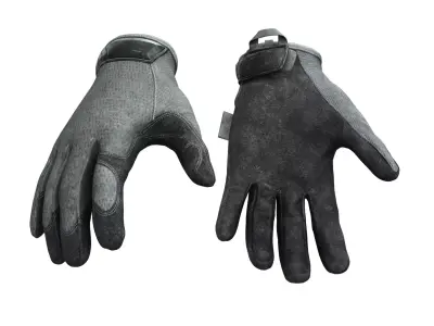 Grey Tactical Hard-Knuckle Combat Gloves Low-poly 3D model