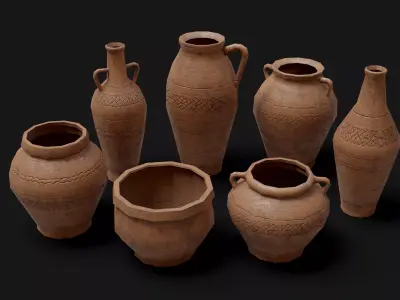 Old Clay Pottery Low-poly 3D model