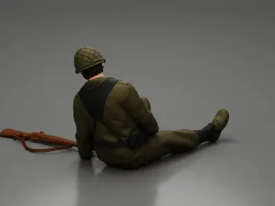 Soldier who fell after a strong battle waiting for help weapons 3D print model