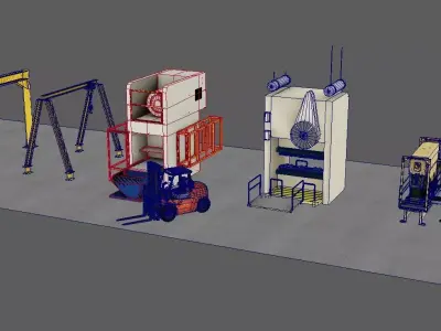 Industrial Machinery Vehicles Set High-Quality 3D Assets Low-poly 3D model