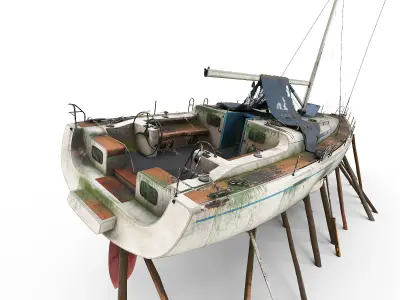 Abandoned boat 01 3D model