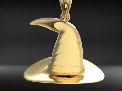 Antique 3D Witch Hat Charm Pendant Jewelry 3D print model