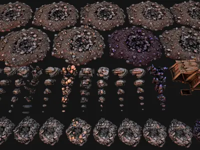 Medieval Mine Industrial Environment Pack Ore Crystals Metal Low-poly 3D model