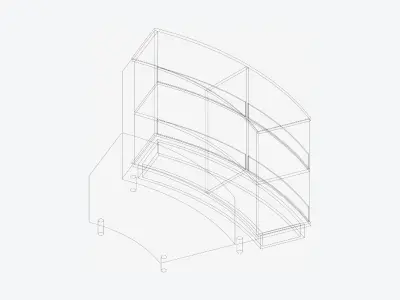 Shelving - Library - Integral - Curve - 2 Tier - Seating Low-poly 3D model