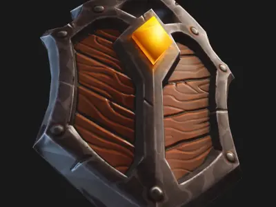 Stylized Shield Weapon Low Poly Game Ready 3D model Low-poly 3D model