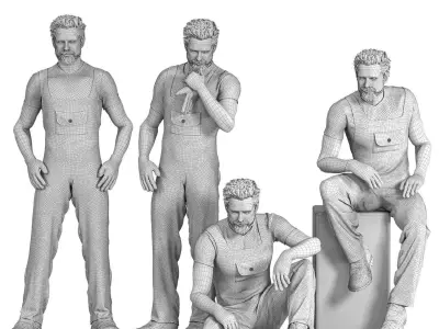 Plumber - Mechanic Overalls -Industrial Workwear Outfit Low-poly 3D model