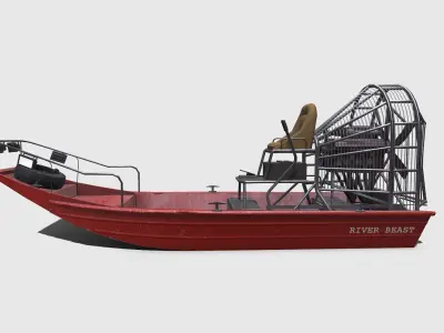 Airboat Low-poly PBR Low-poly 3D model