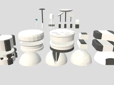 Low Poly Sci-Fi Modular Buildings Pack Low-poly 3D model