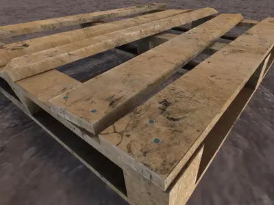 damaged wooden pallet Low-poly 3D model