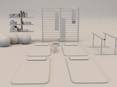 Low Poly AR VR Gym School Aerobics Miniature 3D model