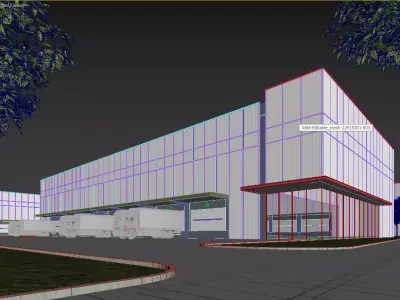 modern factory building 3D model
